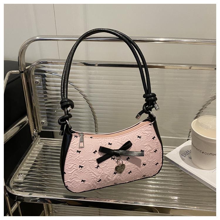 

Нишевый дизайн сумка-багет с бантом под мышкой женская 2025 новая модная сумка на плечо через плечо сладкая сумка-багет розовый