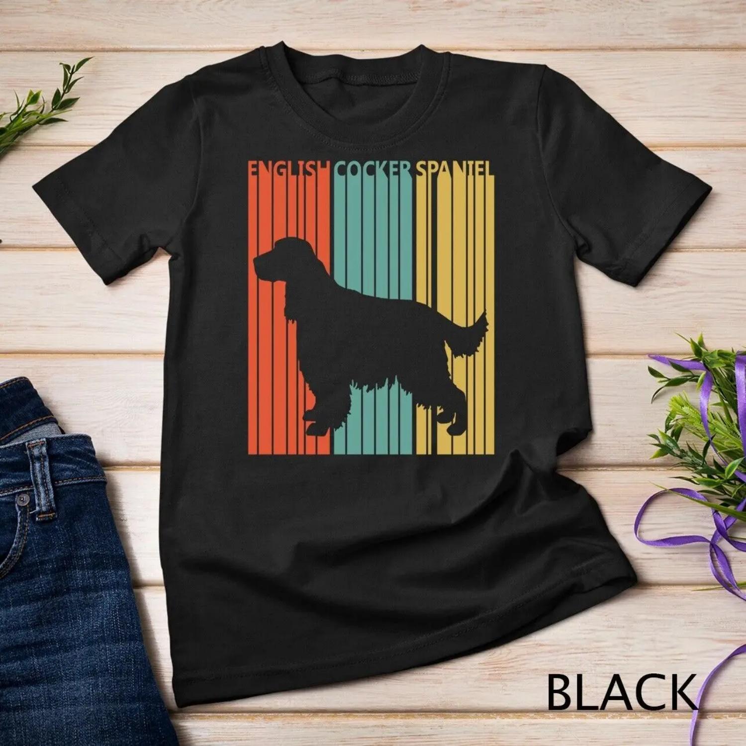 Vintage English Cocker Spaniel dog T shirt S чёрный