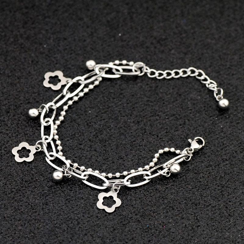 Fashion Hollow Flower Charm Bracelets Multilayer Bangle Jewelry for Women Girls