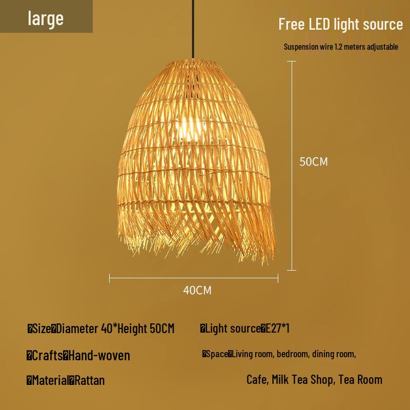 A8L Bamboo Pendant Lamp: New Chinese Zen Style, Rattan Woven Design, Ideal for Tea Rooms, Dining Areas & Teahouses with Japanese Antique Touch.