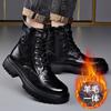Botines de Cuero Genuino Otoño Invierno para Hombre Moda Casual Plataforma Zapatos de Trabajo Mujer Color Sólido Lana Algodón Botas Hombre