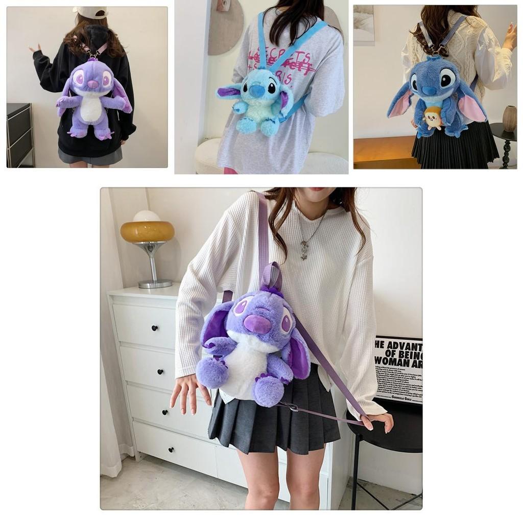Lilo Stitch Plüsch Cartoon Rucksack für Mädchen mit Reißverschluss und Tasche für Reisen