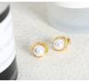 18K Gold Plated Imitation Pearl & Titanium Steel Earrings for Women