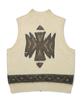 GLACK Gnt065 Ugly Navajo Zip-Up Knit Vest (Beige)