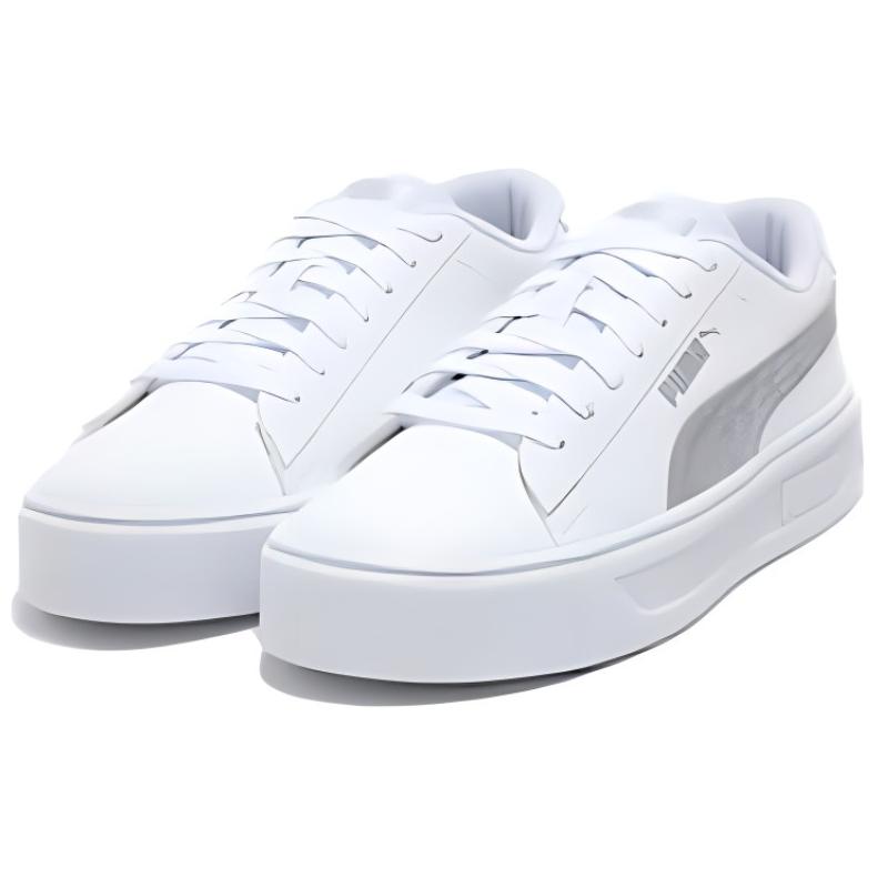 Puma Slip-Resistant Shock Absorbing Low-Top Skate Shoes Women Sneakers Silver White 389402-02
