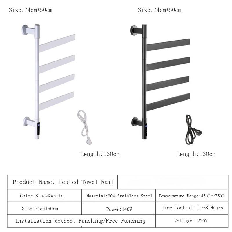 RU in stock Electric Bath Towel Warmer Heating Towel Shelf Rack Towel Dryer Shelf Rotatable Smart Digital Display Bathroom Rack