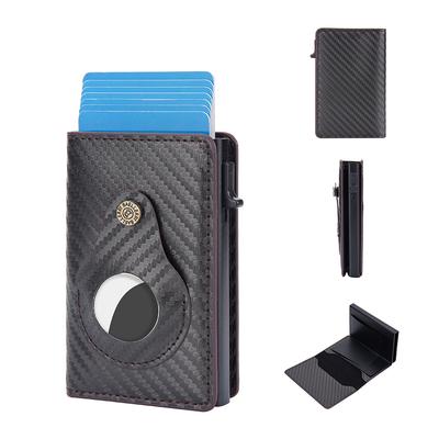 Rfid-blockierender Kartenhalter aus Karbonfaser für Herren, schlanke AirTag-Brieftasche, Pop-Up-Kreditkartenhalter, minimalistische Geldbörse mit Bargeldfach