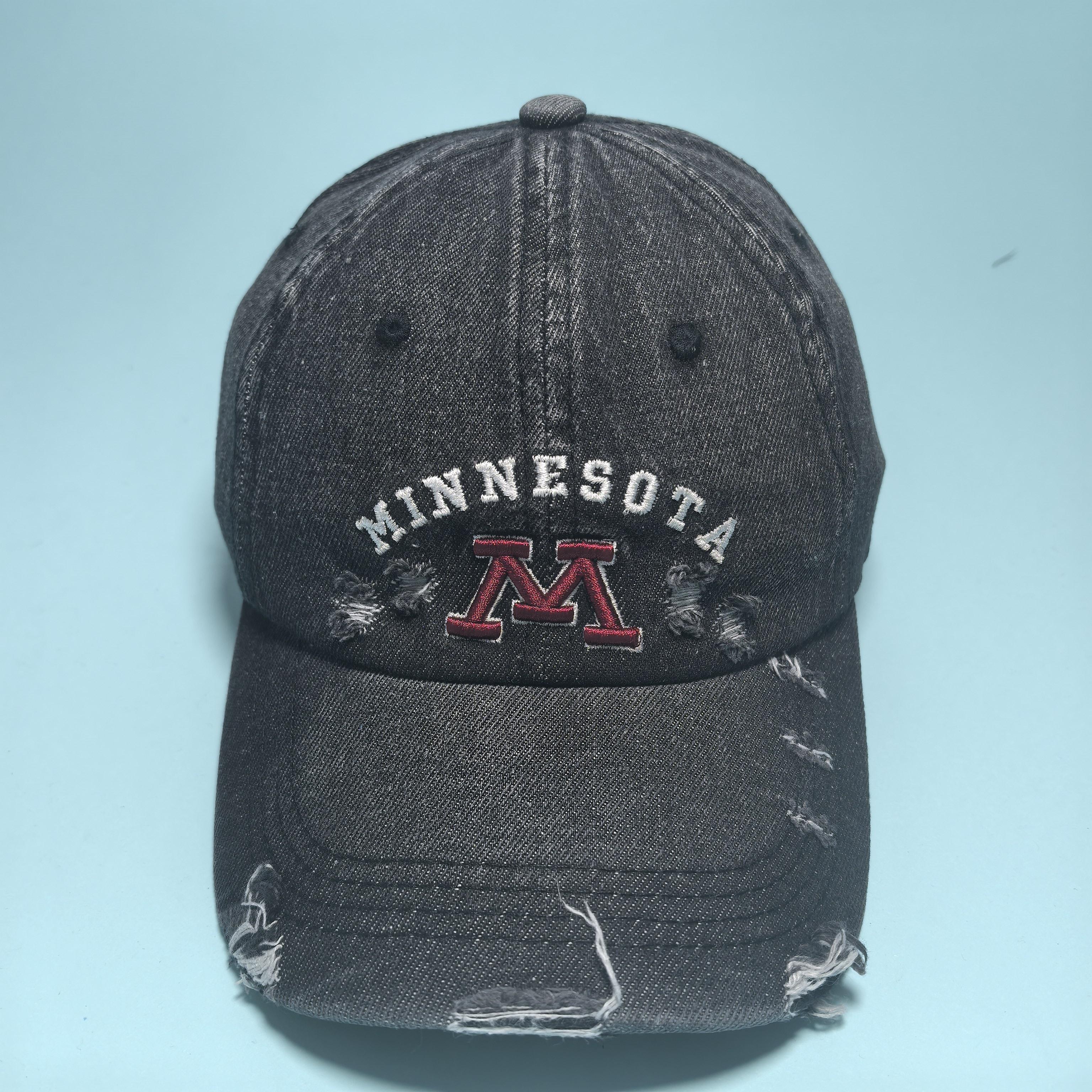 YIRAN Dayang hat Vintage Verweerde Minnesota M Geborduurde Denim Baseballpet Gewassen Verstelbare Dad Hat Voor Mannen Vrouwen Adjustable