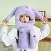 Cute Rabbit Ear Children's Hat & Scarf Combo - Plush, Warm, and Movable Ears for Girls.