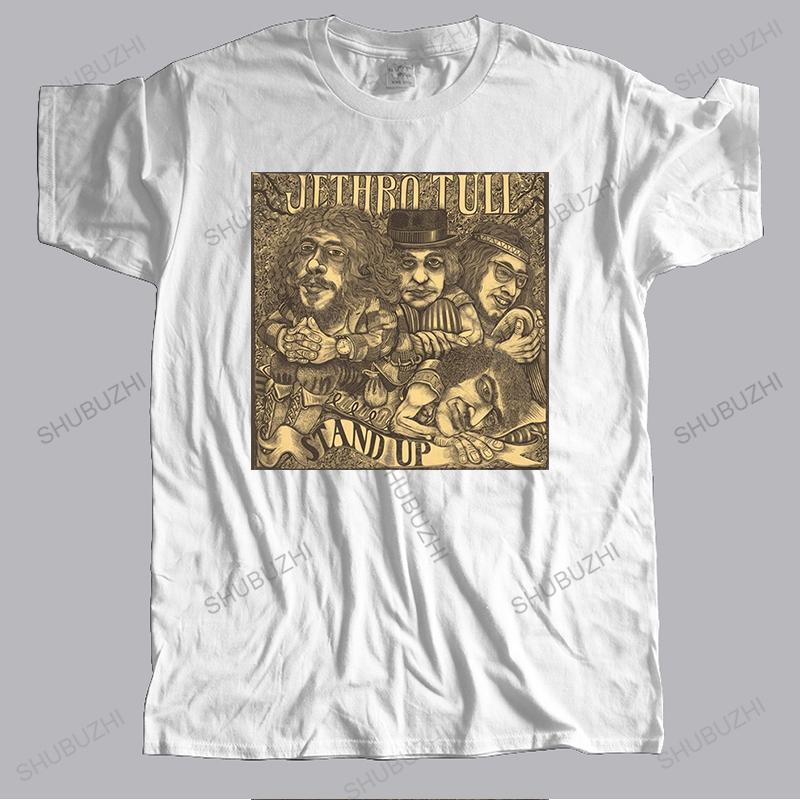 Popular JETHRO TULL Stand Up English Rock Band Mens Black Tshirt Size S2XL Print TShirt Funny Top Tees Mens summer Tshirt S