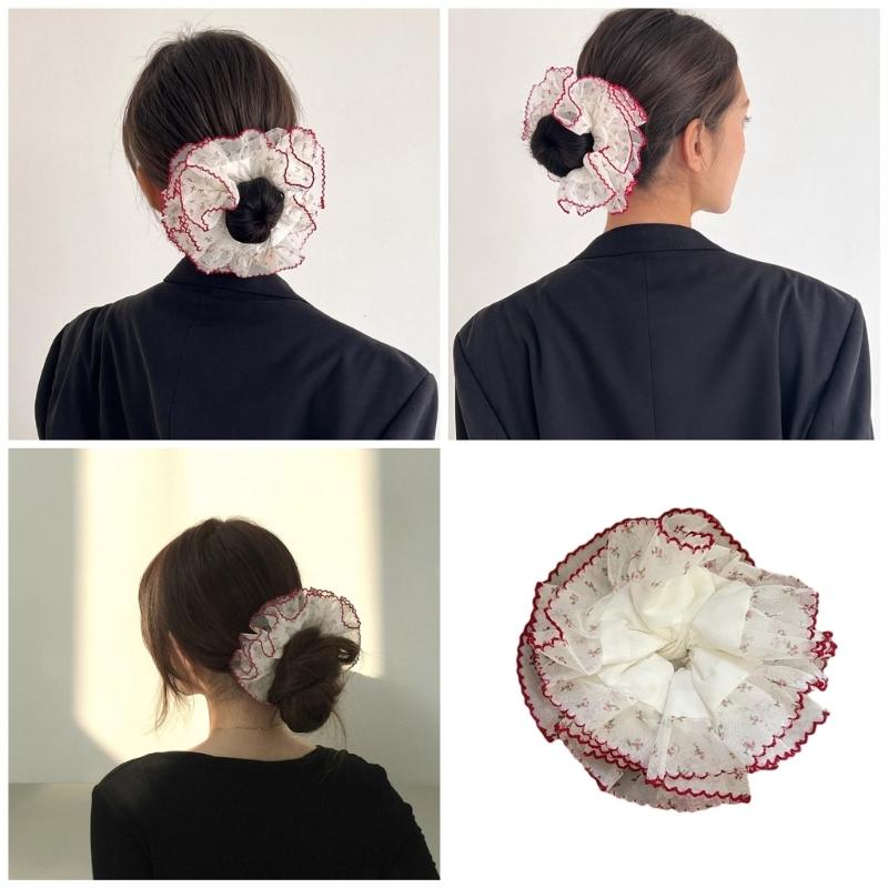 Aesthetic Hair Scrunchies Women Elastic Lace Hair Ties Wedding Party Headwear