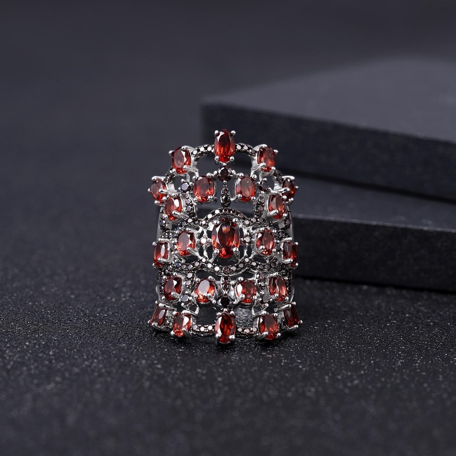 

Gb 8 .37ct Кольца с натуральным красным гранатом из стерлингового серебра 925 пробы Роскошное кольцо с драгоценным камнем для женщин Юбилейные ювелирные украшения