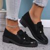 2024 Casual Slip-On Women's Loafers with Bow, Thick Heel, Plus Size Flats for Autumn 43