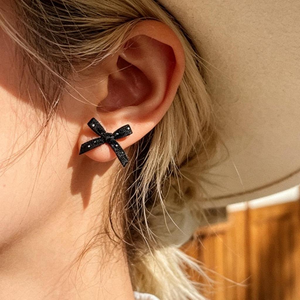 Vintage Black Series Stud Earrings 925 Silver Needle Minimalist High-End Personality Accessories for Women