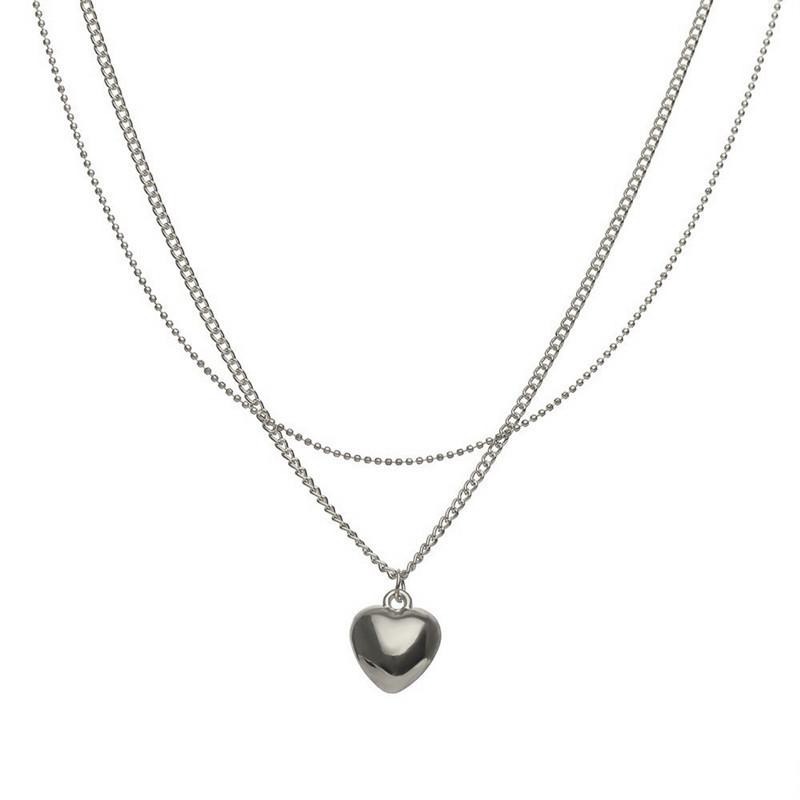 Europe, America, Fashion Hip-hop Long Sweater Chain Necklace Women, Simple Double-layer Love Pendant Necklace