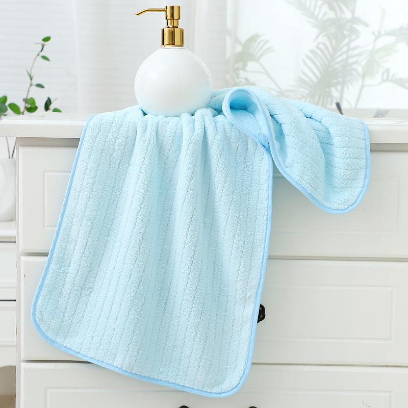 

Thickened Coral Fleece Towel with Drawstring, Fine Knit Edge, Solid Color, Polyester-Nylon Blend 35*75 cm синий
