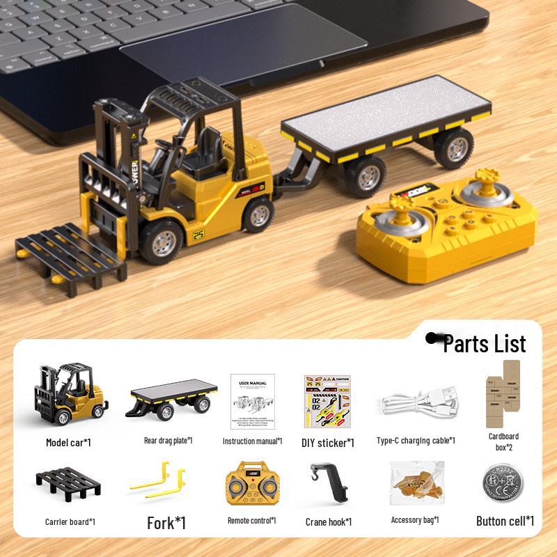 1:64 Alloy Mini Remote Control Forklift Crane Toy with Bluetooth Mobile Control