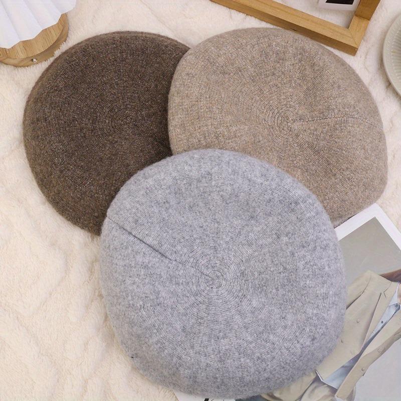 Autumn Winter Simple Premium Feel Sweet Cool Versatile British Painter Elegant Cute Style Beret Warm Windproof Solid Color Mushroom Pile Hat Cute Cap