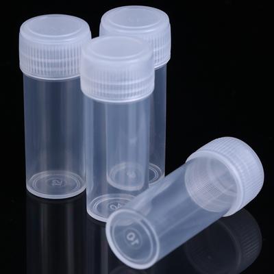 10 stuks 5 ml plastic reageerbuisjes, flesjes, monstercontainer met dop voor scheikunde