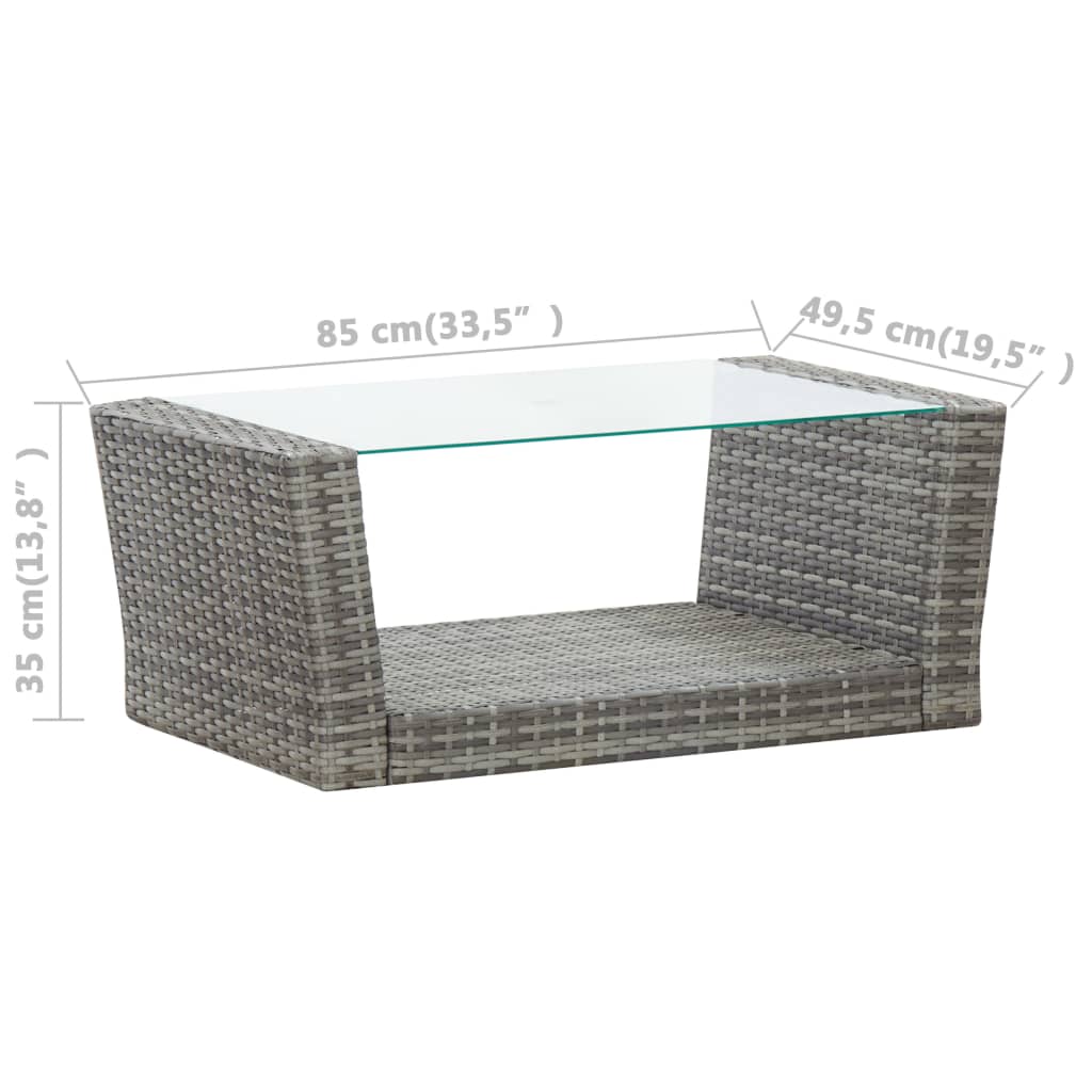4 Piece Garden Lounge Set with Cushions Poly Rattan Grey
