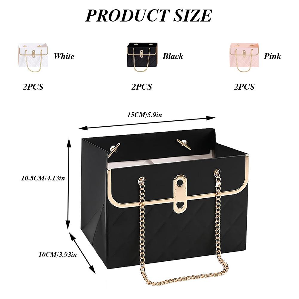 6Pcs Flower Paper Gift Bags with Chain Flower Wrapping Basket Flower Paper Bucket Handbag for Wedding Birthday Gift Wrap