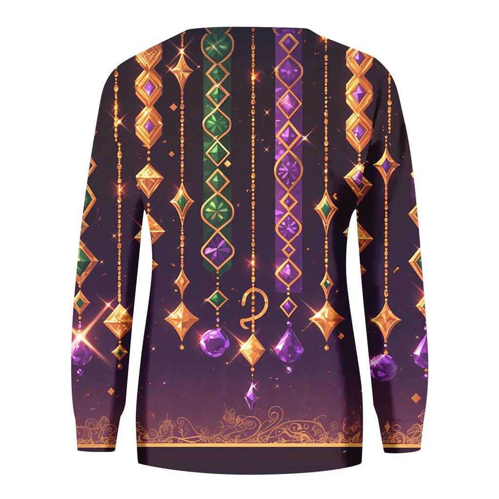 Damenmode Bedrucktes Langarm Locker Rundhals Sweatshirt Top
