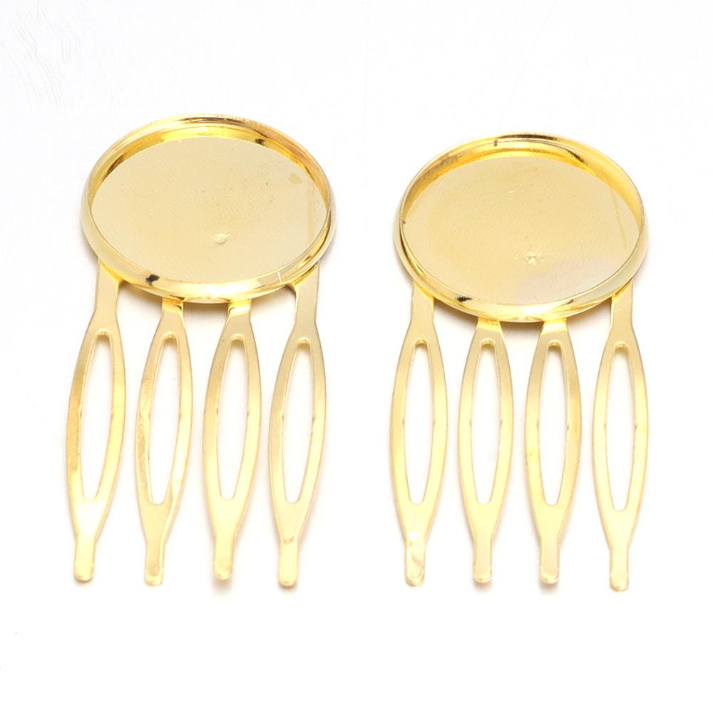5-10pcs/lot 4/10 Teeth Metal Hair Comb Clips Hairpin Base Setting Round Cabochon Cameo For Jewelry Making DIY Hair Acessories