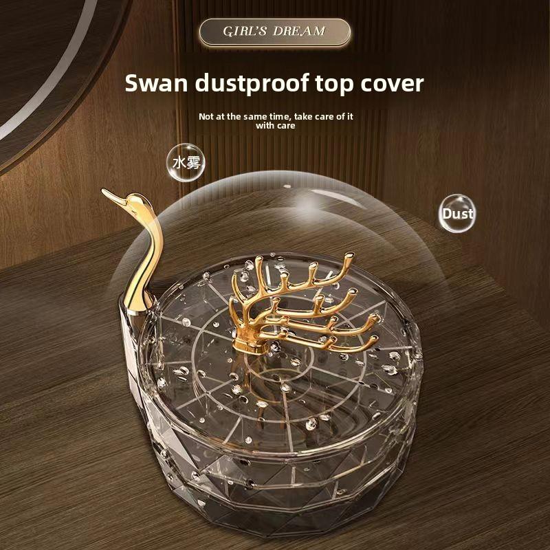Swan Multi-Grid Jewelry Organizer for Necklace Earrings Rings Bracelets Rotatable Necklace Organizer Home Decoration Gifts