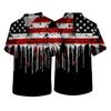 Men's V Neck Scrub Top with Chest Pocket American Flag Print Short Sleeve Medical Uniform Shirt for Healthcare Professionals
