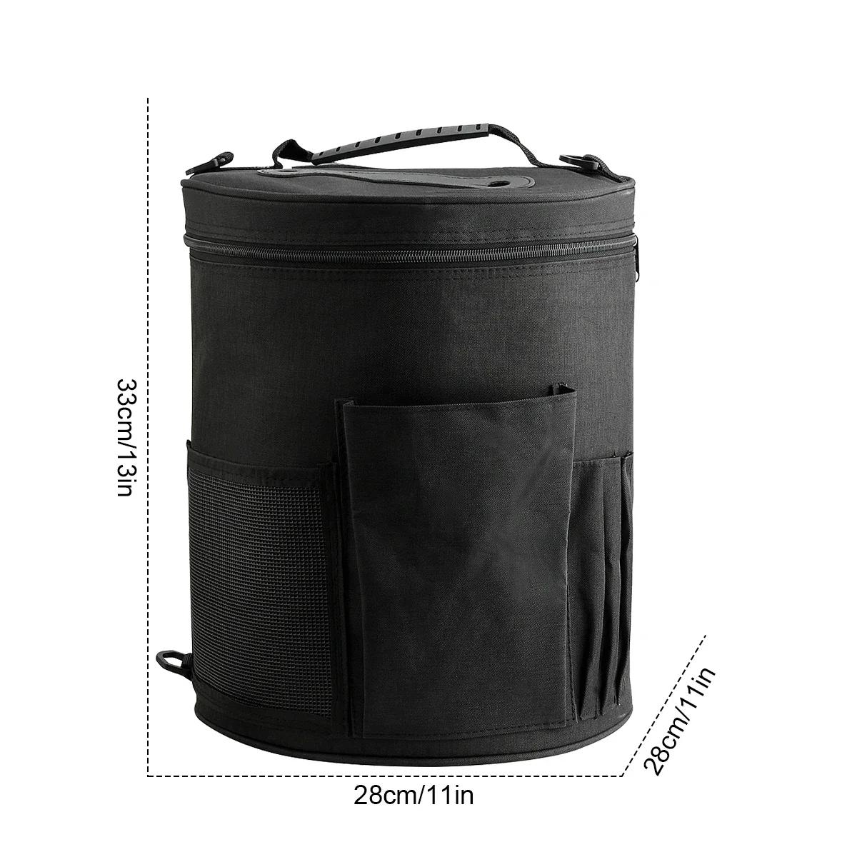 

Сумка для хранения пряжи 600D Oxford Ткань Круглый органайзер для вязания Инструменты с несколькими карманами для шерстяной пряжи крючки иглы сумка чёрный