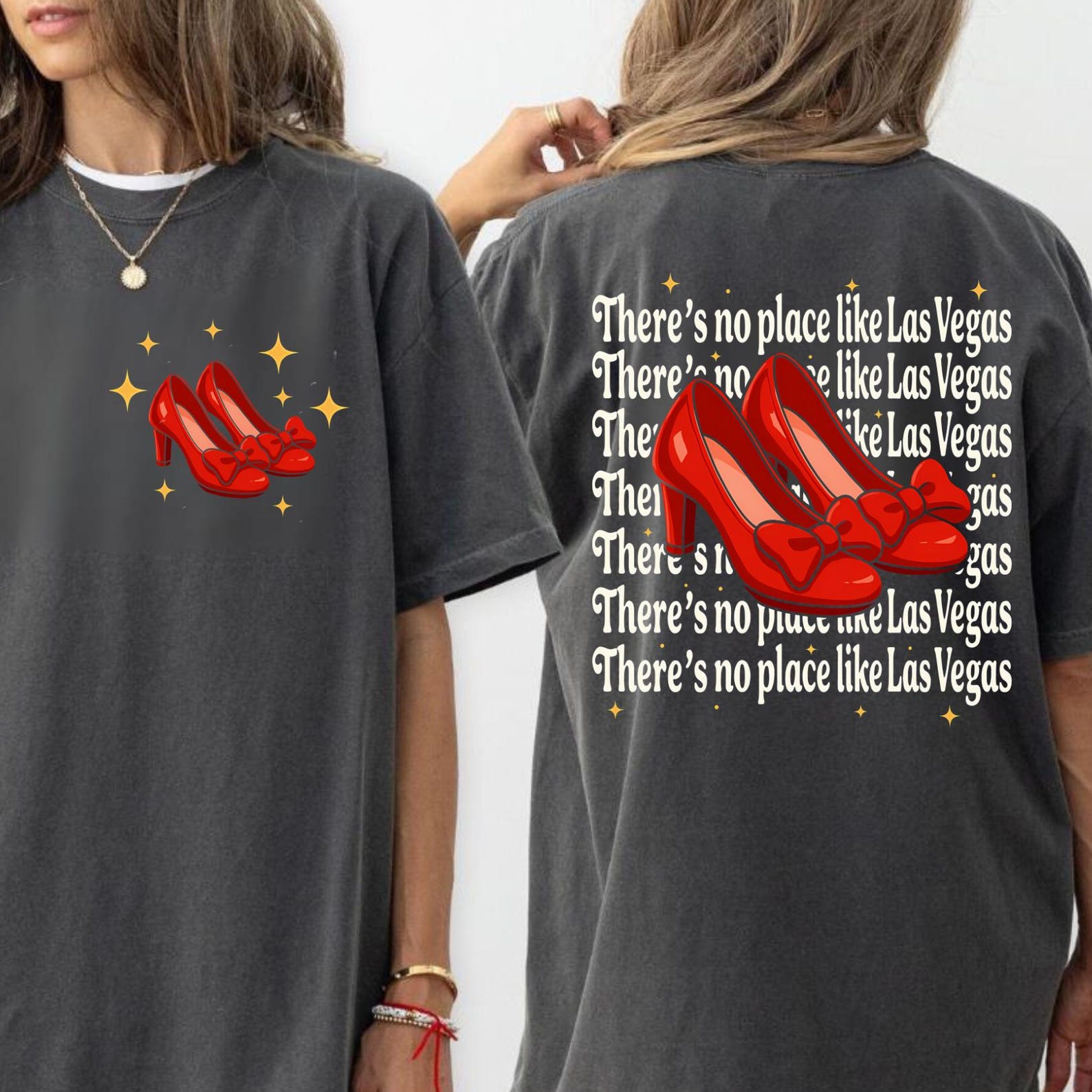Oz There s No Place Like Las Vegas, Red Slippers Classic Literature Tee, Wizard of Oz Inspired Shirt, Red Shoes Yellow Brick Road Wizard Tee L