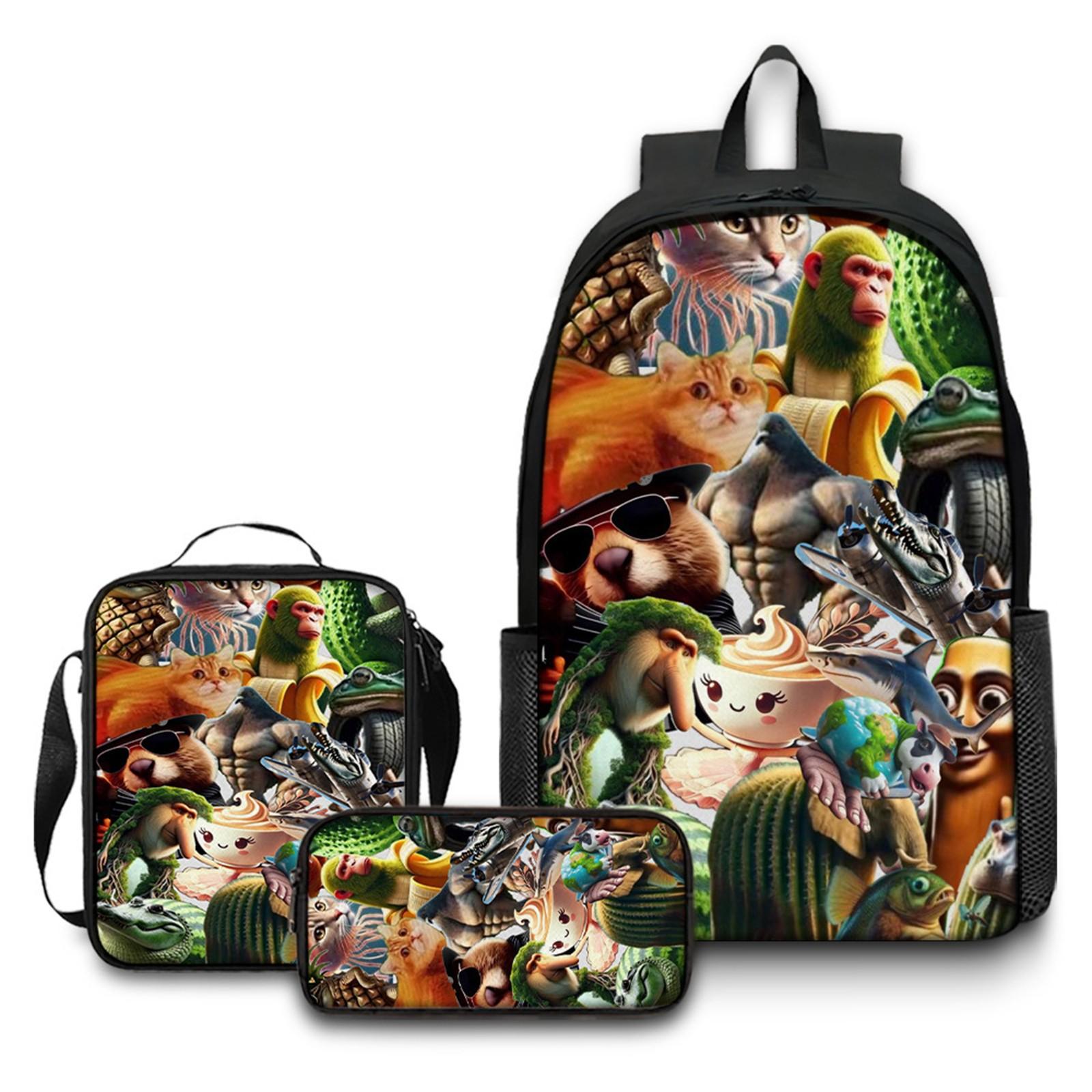 

Повседневная сумка через плечо с рисунком из мультфильма для учеников младших классов средней школы, рюкзаки большой вместимости One Size