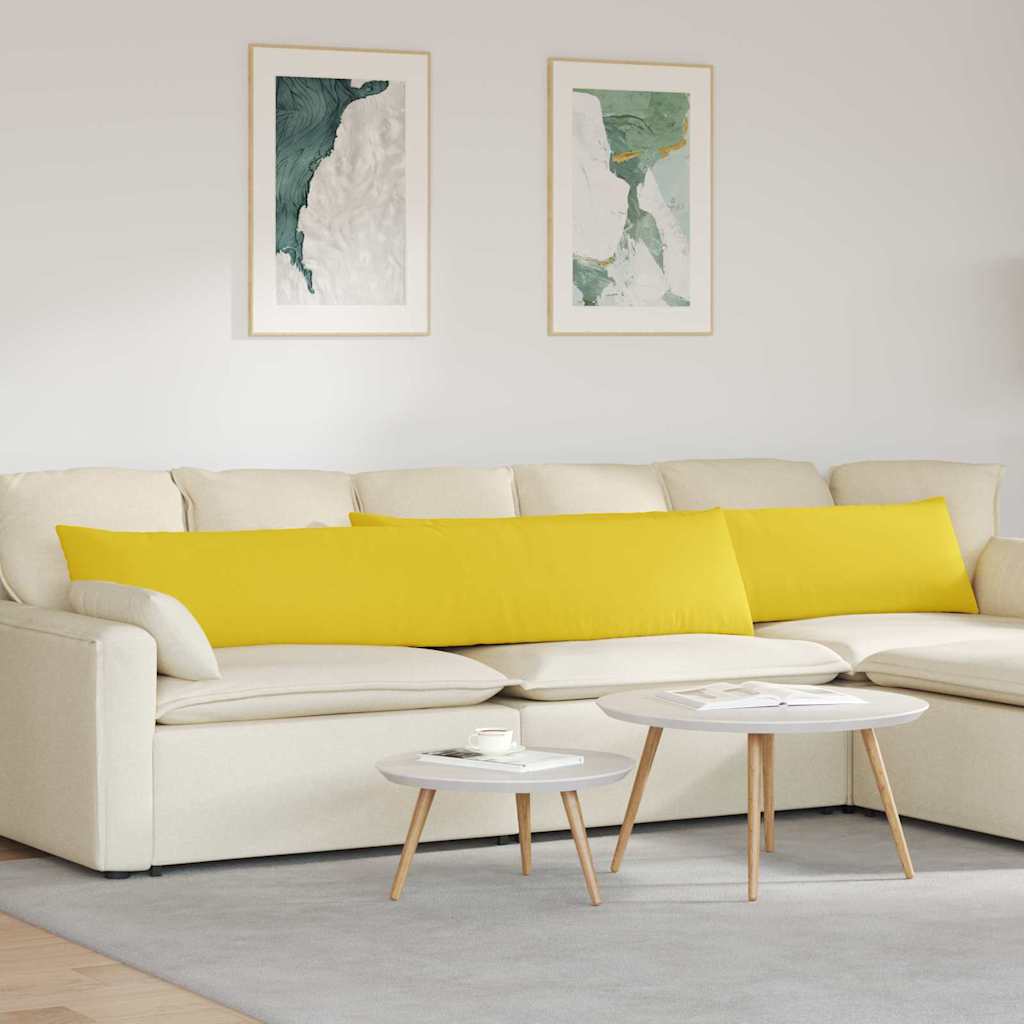 Sofa Cushions 2 pcs Light Yellow 200 x 40 cm Fabric