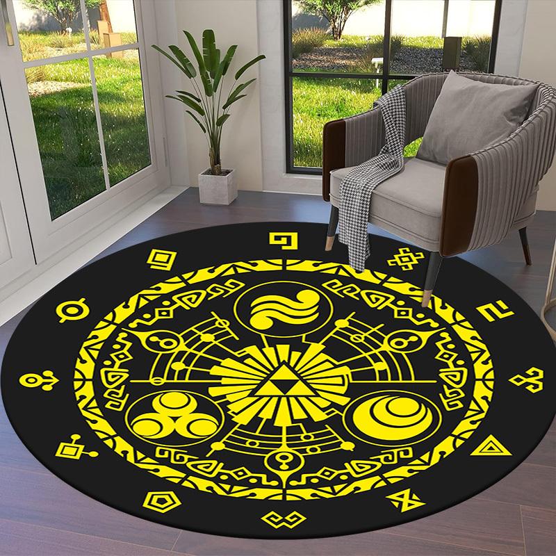 1pc Mystic Symbolism Round Carpet, Made of Polyester,Perfect for Decorating Office Chairs, Living Rooms,fplt085