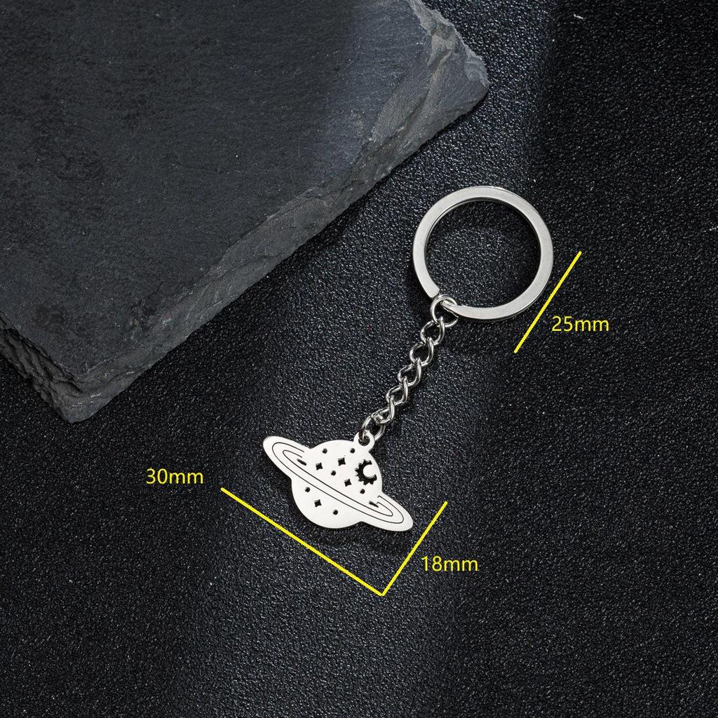 Stainless Steel Saturn Keychain Pendant - Fashionable Space-Inspired Accessory