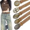 Vintage Cowboy Waistband Jeans Decor Flower PU Hollow Belt Cowgirl Buckle Belt  Waist Accessories