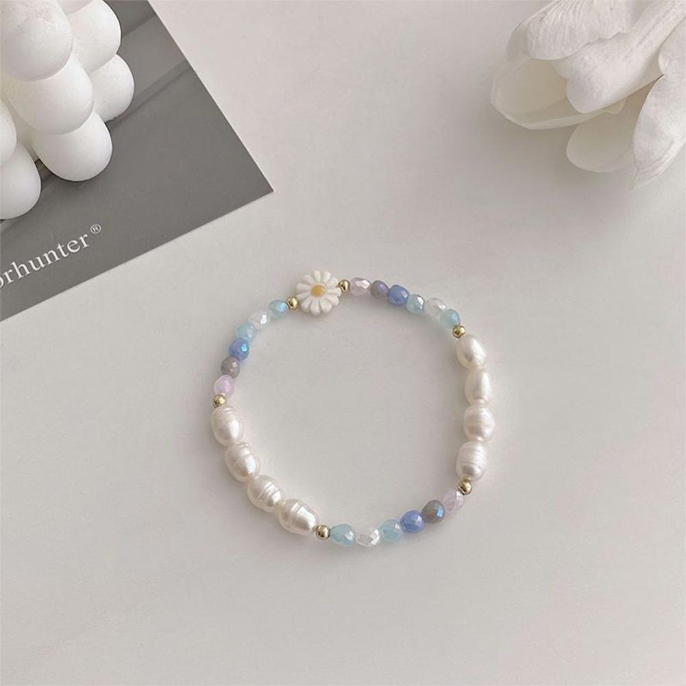 Daisy Flower Colorful Crystal Bead Beaded Necklace Bracelet Sweet Versatile Necklace Clavicle Chain Jewelry Accessory