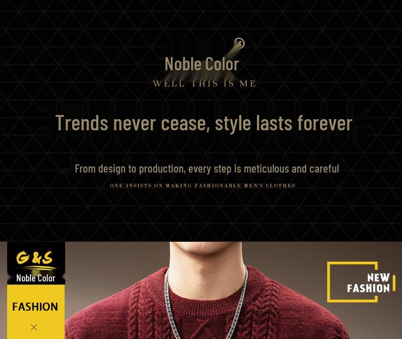 Luxury Cable Knit Round Neck Pullover for Men - Trendy Autumn/Winter Loose Fit Sweater