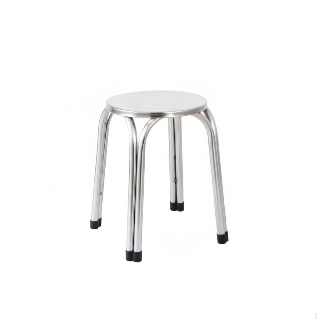 Stainless Metal Stool Compact Stackable Minimalist Furniture for Kitchen, Dining Room, Market
