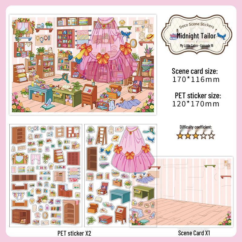 Infeel.Me My Little House Series Scenery Stickers (3 Sheets, White Card + PET 2.5D)