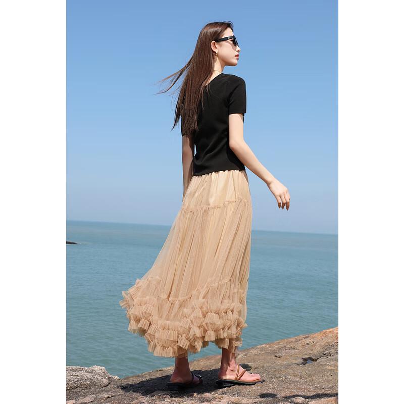 Sancai Plus Size High-Waist Pleated A-Line Long Skirt