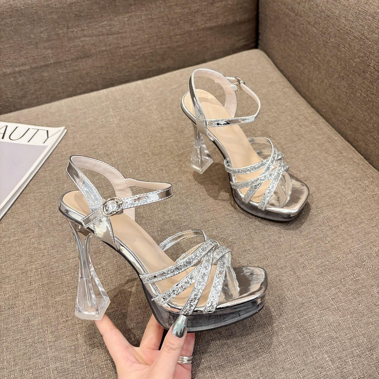 

мода 2024 Женская обувь на высоком каблуке Летние женские сандалии на платформе Туфли с ремешком на щиколотке Женские женские туфли для ночного клуба Стриптизерша Каблуки Вечеринка Сексуальные 40