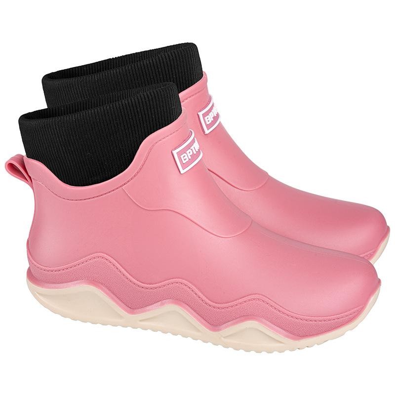 Water shoes short tube couple rain shoes men's low-top outer wear thick-soled shallow mouth non-slip rubber shoes men and women