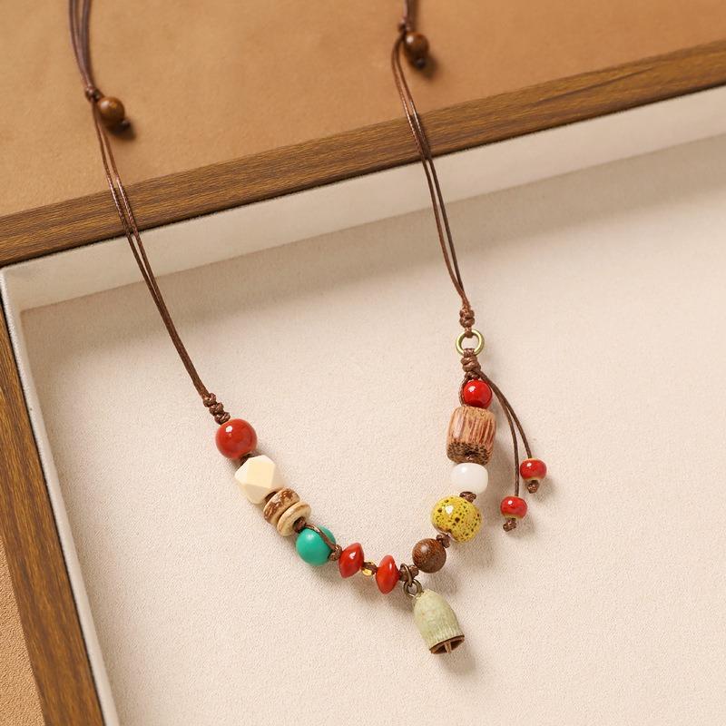 Colier original design plantă fruct ghindă împletită lanț lung literar pentru pulover accesorii pentru femei