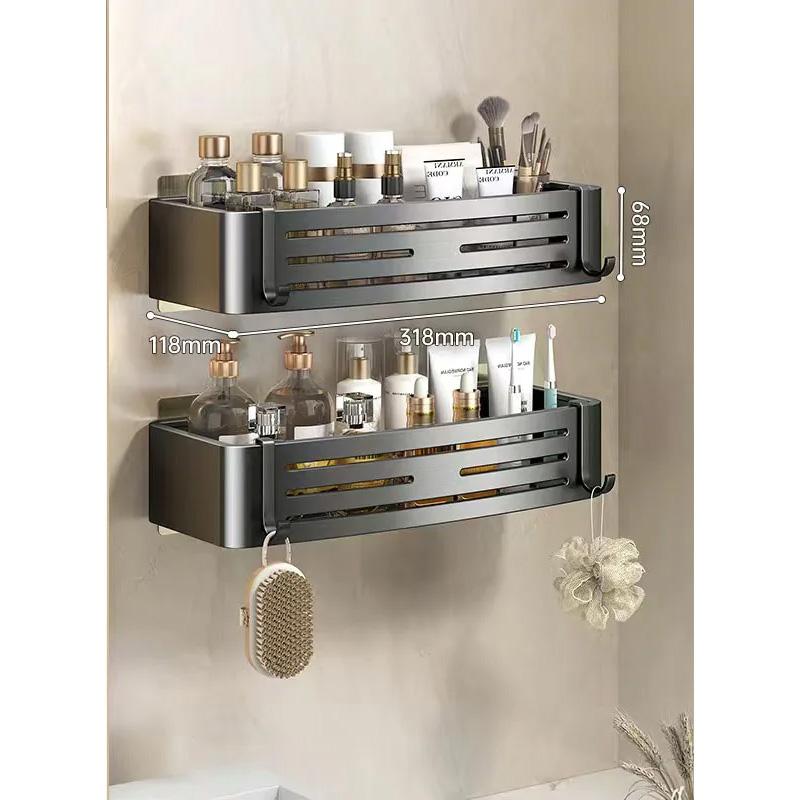 Punch-Free Bathroom Shelf Wall Mounted Shampoo Makeup Storage Holder Kitchen Toilet Square Self Adhesive No Drill Shower Shelves