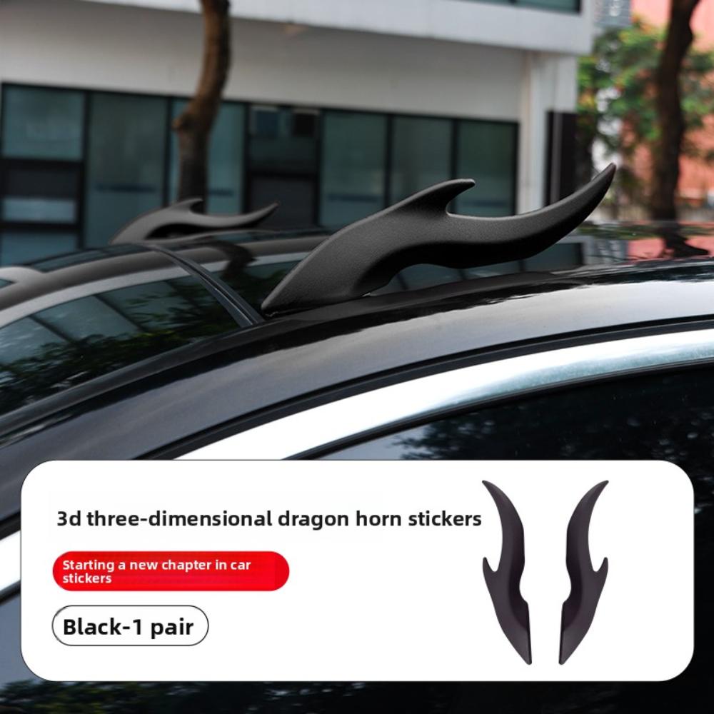1 Par Decoración Firme para Techo de Coche Diseño Estéreo Pegatinas Divertidas para Coche Cuernos de Dragón 3D Elegantes Modificación