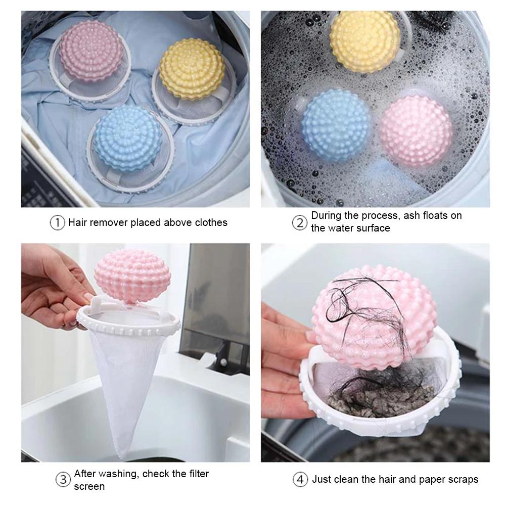 3pcs/set Washing Machine Hair Filter,Laundry Floating Lint Hair Catchers Ball,Reusable Mesh Dirty Collection Pouch Cleaning Tool