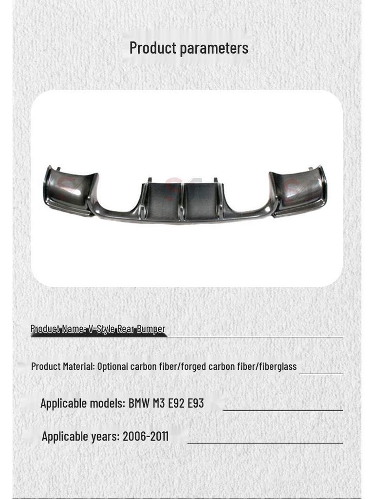 Carbon Fiber V-Style Rear Diffuser Body Kit for BMW 3 Series E92 E93