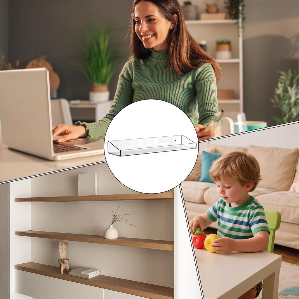 Floating Shelf Waterproof Shelf 2pcs Acrylic Floating Shelves Waterproof Wall Display Shelves for Bathroom Bedroom for Decor