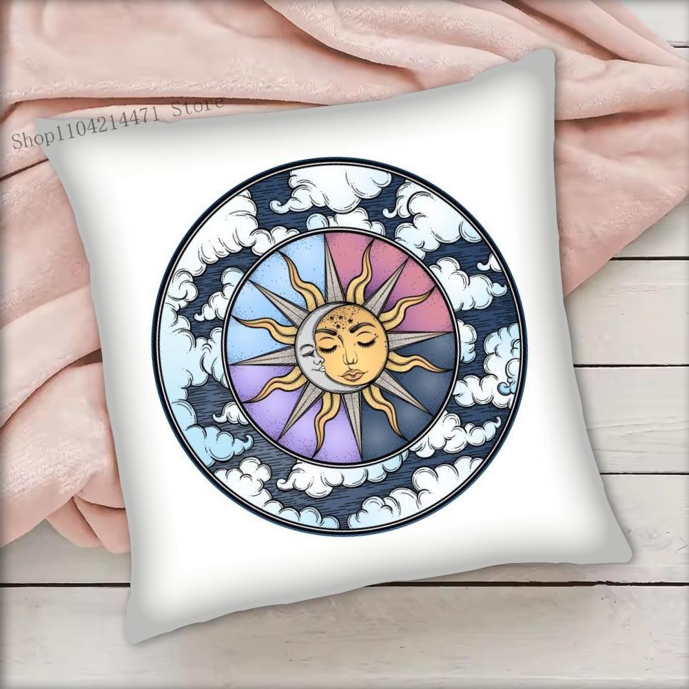 1pc Tarot Card God Sun Face Moon Pillow Case Square Bedroom Sofa Leisure Comfort Cushion Car Living Room Home Decoration